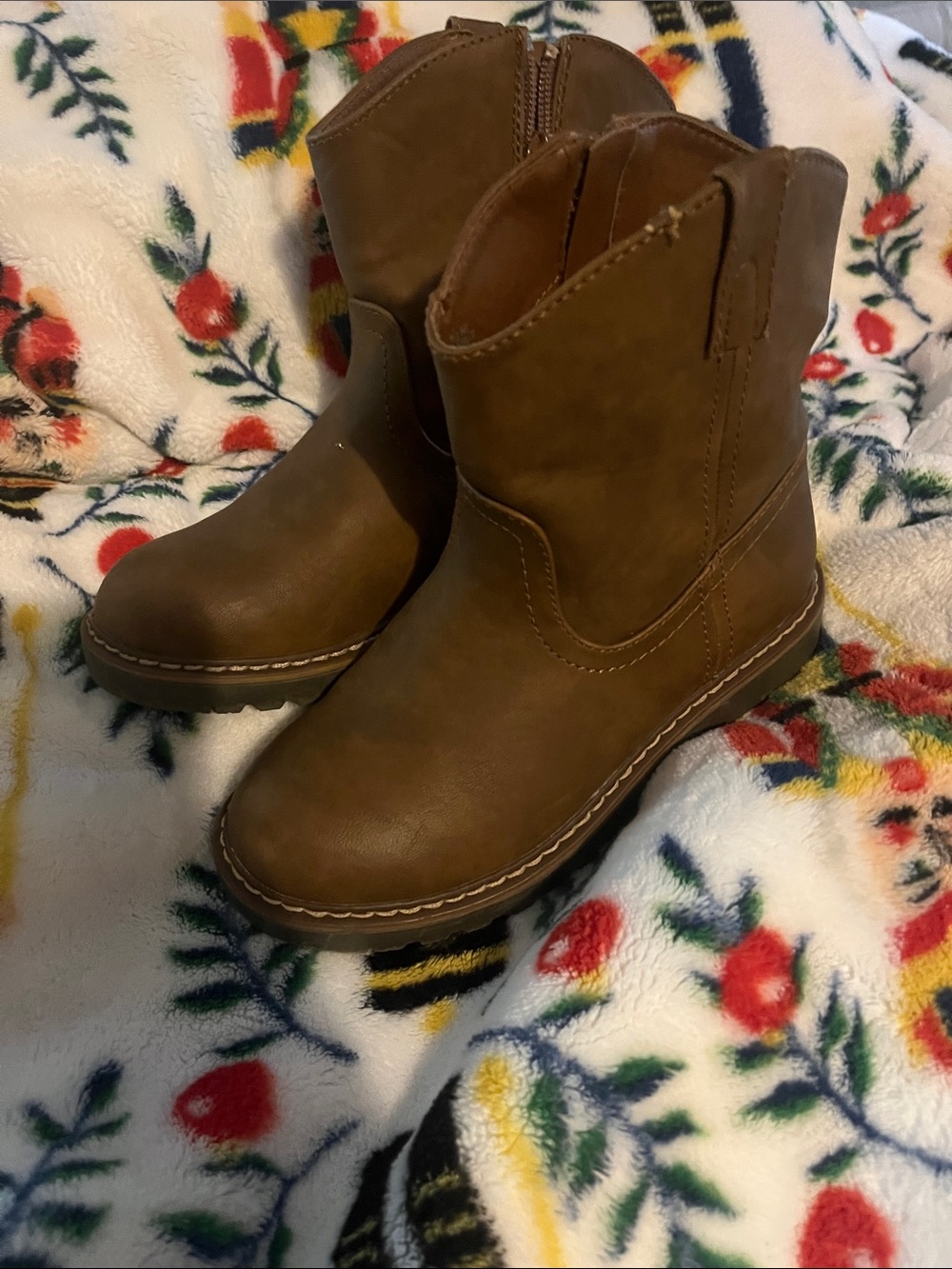 Children's Classic Tan Pull-On Western Boot with Side Zip